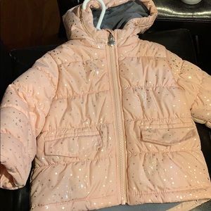 Pink and silver little girls puffer coat